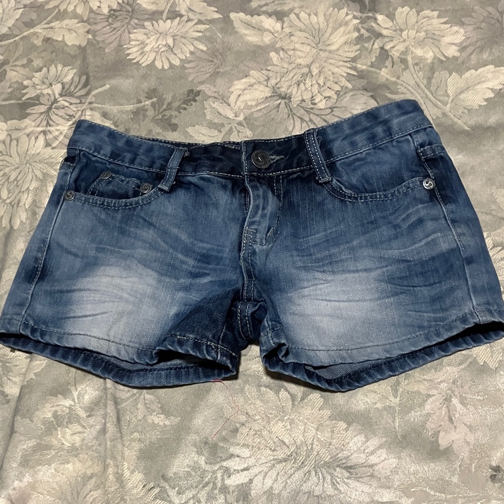 Ombre Blue and White Denim Shorts